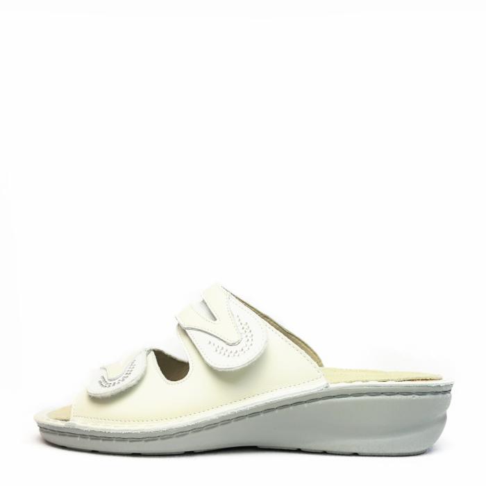 DUNA SLIPPERS PREPARED IN WHITE NUBUCK LEATHER WITH BEADS, DOUBLE STRAP, REMOVABLE FOOTBED - photo 2