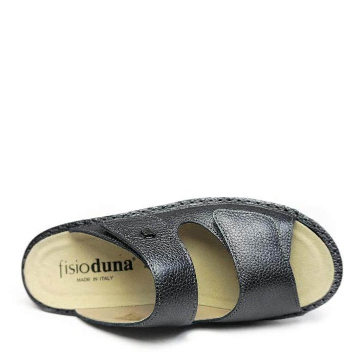 DUNA SLIPPER PREPARED IN ANTHRACITE EMBOSSED LEATHER WITH DOUBLE STRAP AND REMOVABLE FOOTBED - photo 3