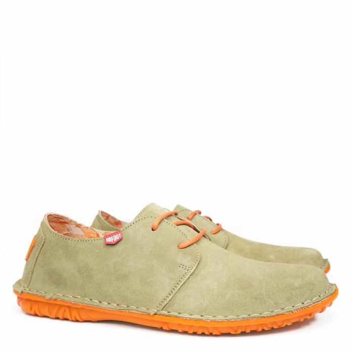 ON FOOT MAN SNEAKER IN GREEN SUEDE WITH LACES AND REMOVABLE FOOTBED