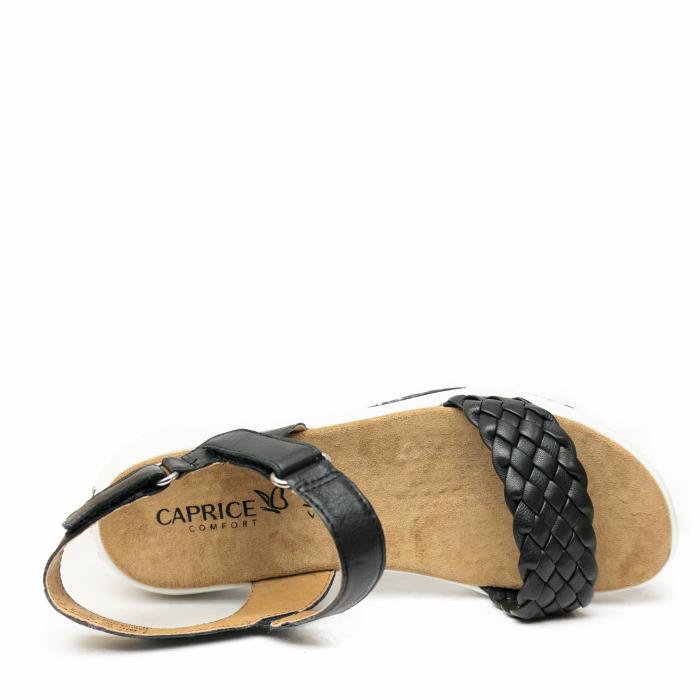 CAPRICE CLIMOTION SANDAL IN BLACK LEATHER WITH DOUBLE RIP - photo 3