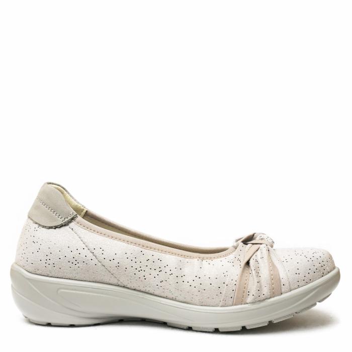 COMFORT BEIGE SUEDE LEATHER BALLERINA WITH BOW AND REMOVABLE FOOTBED - photo 4