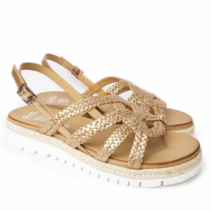 ARA SANDAL GLOSSY COPPER WOVEN LEATHER