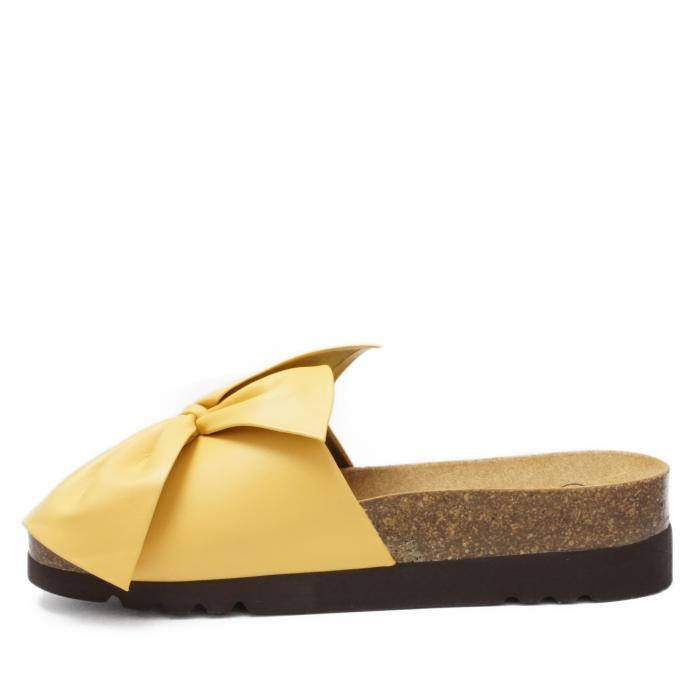 SCHOLL BOWY  SINGLE-BAND LEATHER SLIPPERS WITH OCHER BOW - photo 2