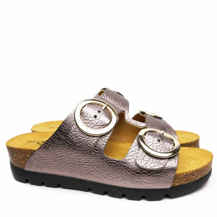 PLAKTON DOUBLE-BAND ADJUSTABLE SLIPPERS WITH MEMORY FOOTBED STRAP