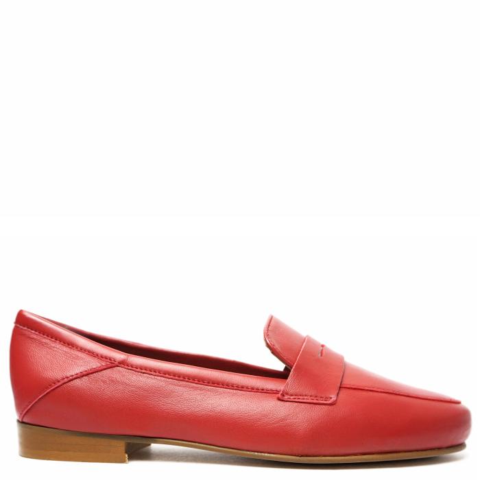 ETIENNE WOMEN'S MOCASSIN RED NAPPA REAL LEATHER - photo 1