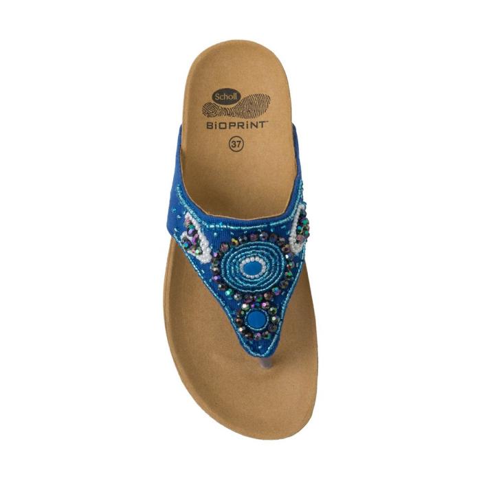 SCHOLL WOMEN'S FLIP FLOPS TAILA ROYAL BLUE WITH BEADS  - photo 2