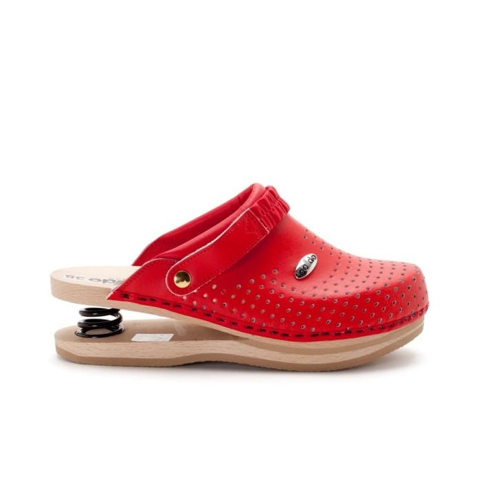 BALDO WOMEN CLOGS 5/13  SHOCK ABSORBER RED CLASSIC MODEL WITH WOOD SOLE
