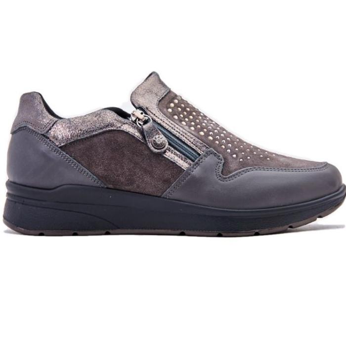 ENVAL SOFT WOMEN'S  COMFORTABLE SHOES GREY SUEDE LEATHER WITH STRASS  - photo 1