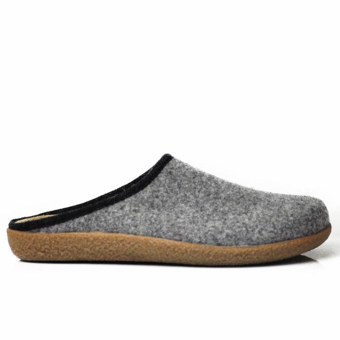 TIROL BONN MEN'S SLIPPERS WITH REMOVABLE FOOTBED IN GRAY LEATHER AND MERINOS WOOL - photo 2